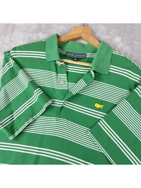 Masters Collection Augusta National Polo Shirt Green Striped Golf Logo Men Sz M
